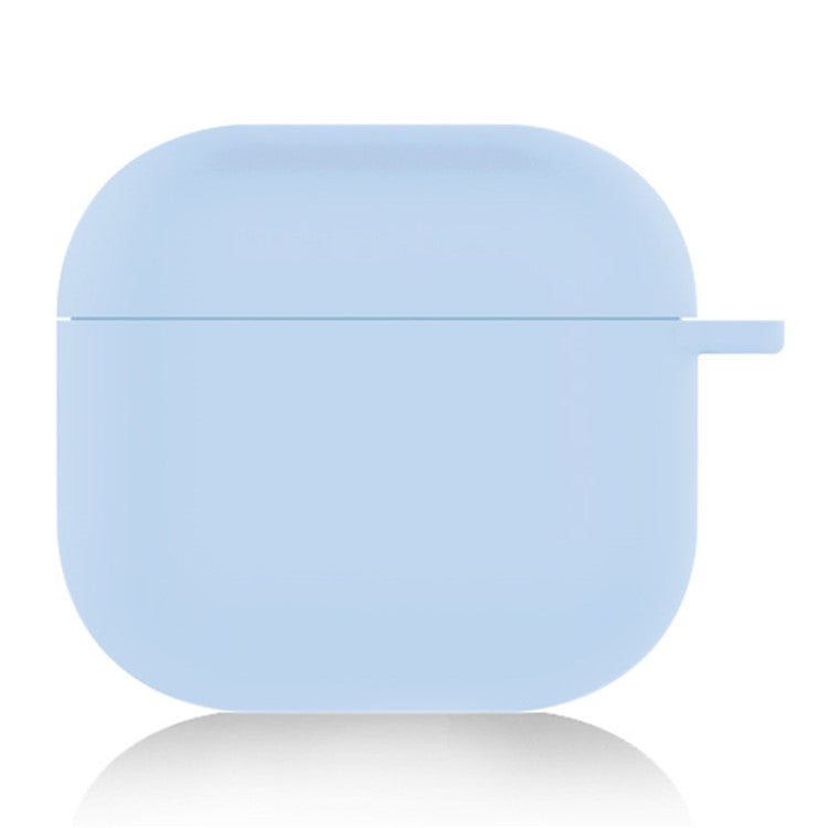 For AirPods 4 Silicone Case Soft Wireless Earbud Organizer Cover Thickness 1.5mm with Carabiner - Sky Blue