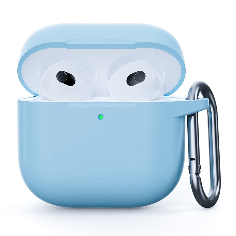 For AirPods 4 Silicone Case Integrated Bluetooth Earbuds Protector with Hook - Baby Blue