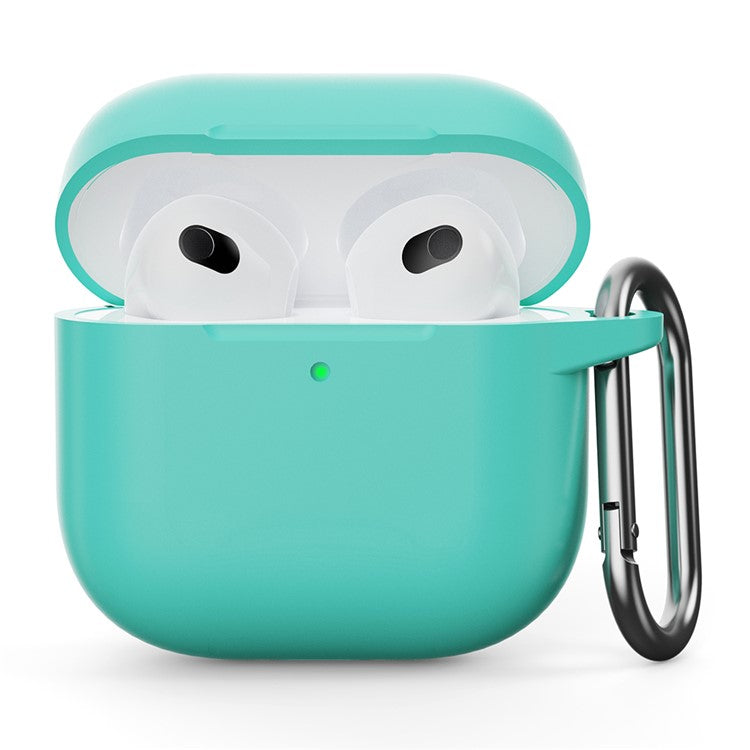 For AirPods 4 Silicone Case Integrated Bluetooth Earbuds Protector with Hook - Mint Green