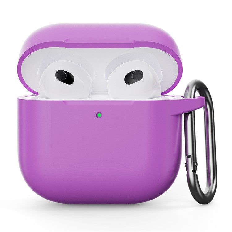 For AirPods 4 Silicone Case Integrated Bluetooth Earbuds Protector with Hook - Purple