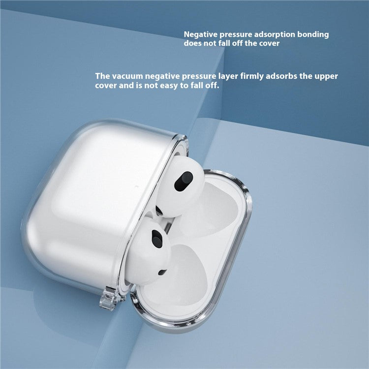 For AirPods 4 Charging Case Cover Bluetooth Earbuds Clear TPU Protective Case with Hook - Transparent