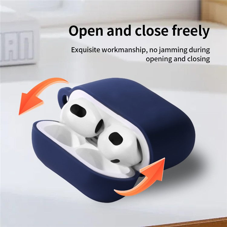 For AirPods 4 Silicone Case Integrated Bluetooth Earbuds Protective Cover with Hook - Black