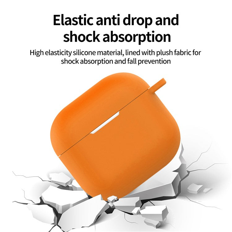 For AirPods 4 Silicone Case Integrated Bluetooth Earbuds Protective Cover with Hook - Orange