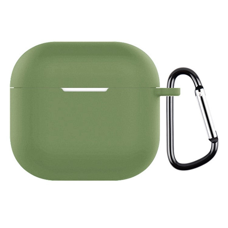 For AirPods 4 Silicone Case Integrated Bluetooth Earbuds Protective Cover with Hook - Light Green