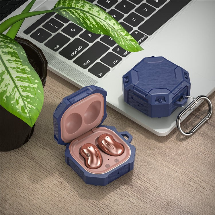 For Samsung Galaxy Buds Live / Buds Pro / Buds2 Case Bluetooth Earbuds TPU Cover with Hook - Sapphire