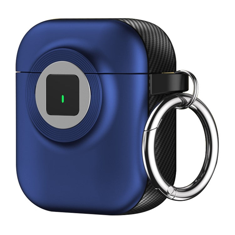 For Apple AirPods with Wireless Charging Case (2019)  /  AirPods with Charging Case (2019)  /  (2016) Case PC+TPU Cover with Carabiner - Blue