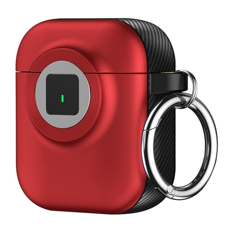 For Apple AirPods with Wireless Charging Case (2019)  /  AirPods with Charging Case (2019)  /  (2016) Case PC+TPU Cover with Carabiner - Red