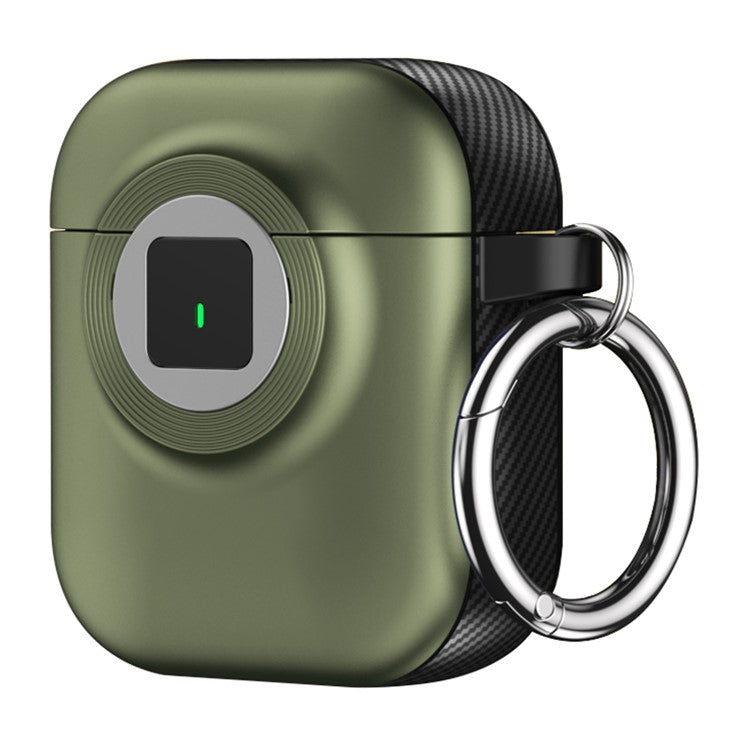 For Apple AirPods with Wireless Charging Case (2019)  /  AirPods with Charging Case (2019)  /  (2016) Case PC+TPU Cover with Carabiner - Green