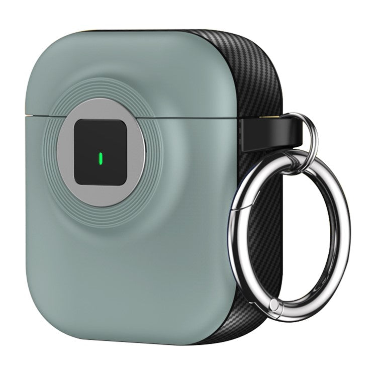 For Apple AirPods with Wireless Charging Case (2019)  /  AirPods with Charging Case (2019)  /  (2016) Case PC+TPU Cover with Carabiner - Light Green