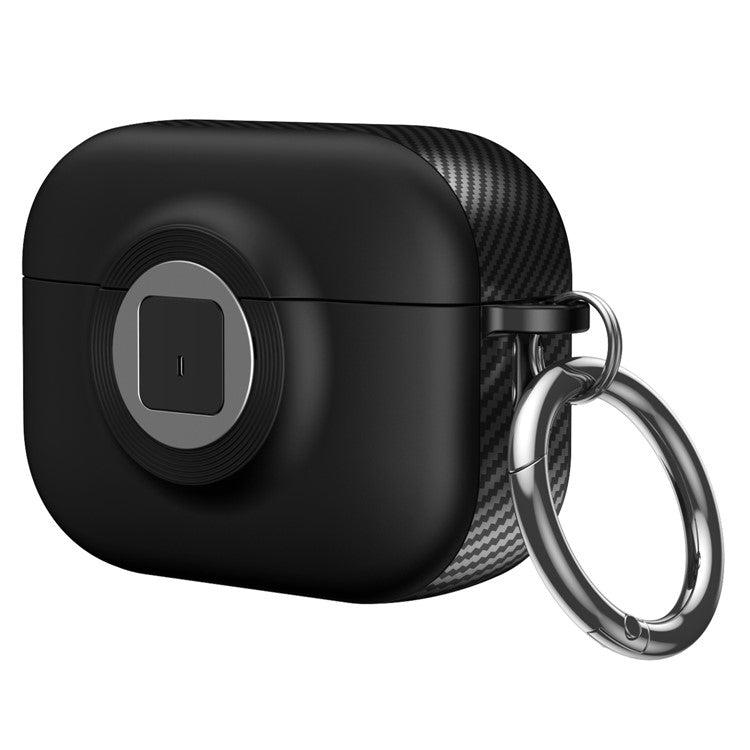 For Apple AirPods Pro Case PC+TPU Flip Earphone Cover with Carabiner and Switch Lock - Black