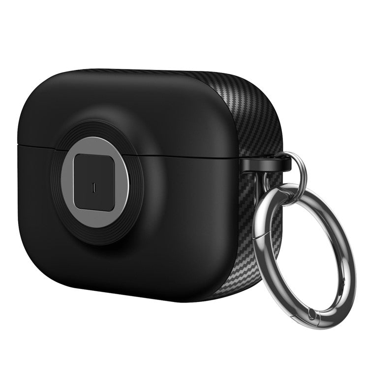 For Apple AirPods 3 Case PC+TPU Flip Earphone Cover with Carabiner and Switch Lock - Black