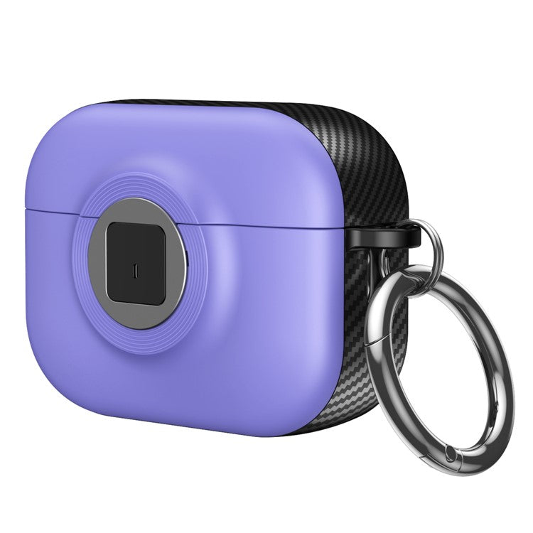 For Apple AirPods 3 Case PC+TPU Flip Earphone Cover with Carabiner and Switch Lock - Purple