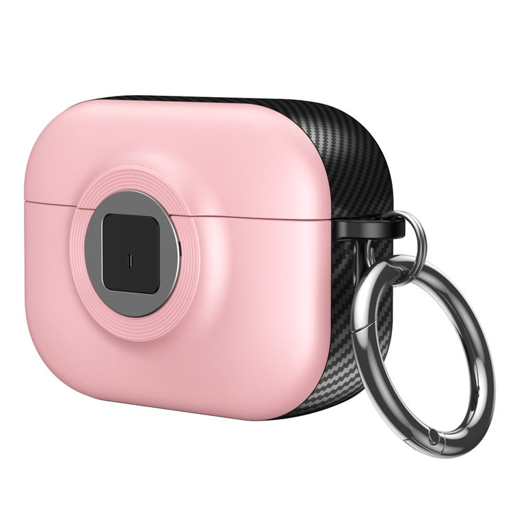 For Apple AirPods 3 Case PC+TPU Flip Earphone Cover with Carabiner and Switch Lock - Pink