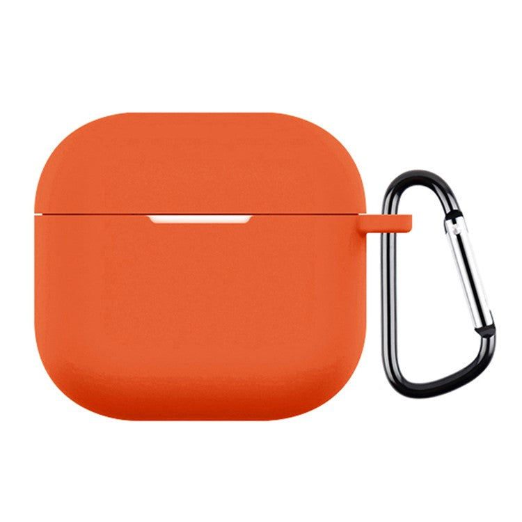 For AirPods 4 Silicone Case Soft Wireless Earbud Organizer Cover Thickness 2.5mm with Carabiner - Orange