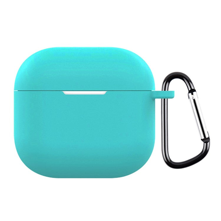 For AirPods 4 Silicone Case Soft Wireless Earbud Organizer Cover Thickness 2.5mm with Carabiner - Mint Green