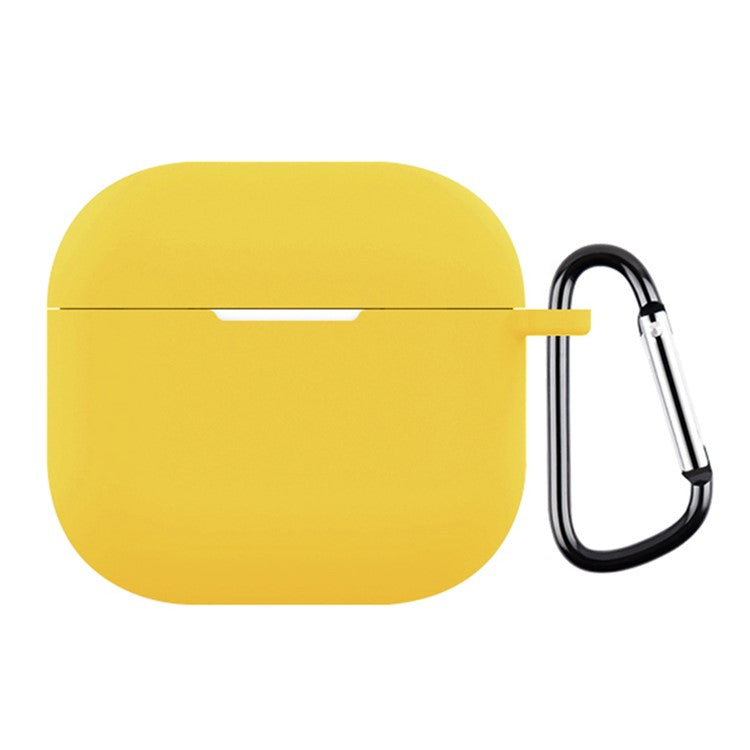 For AirPods 4 Silicone Case Soft Wireless Earbud Organizer Cover Thickness 2.5mm with Carabiner - Yellow