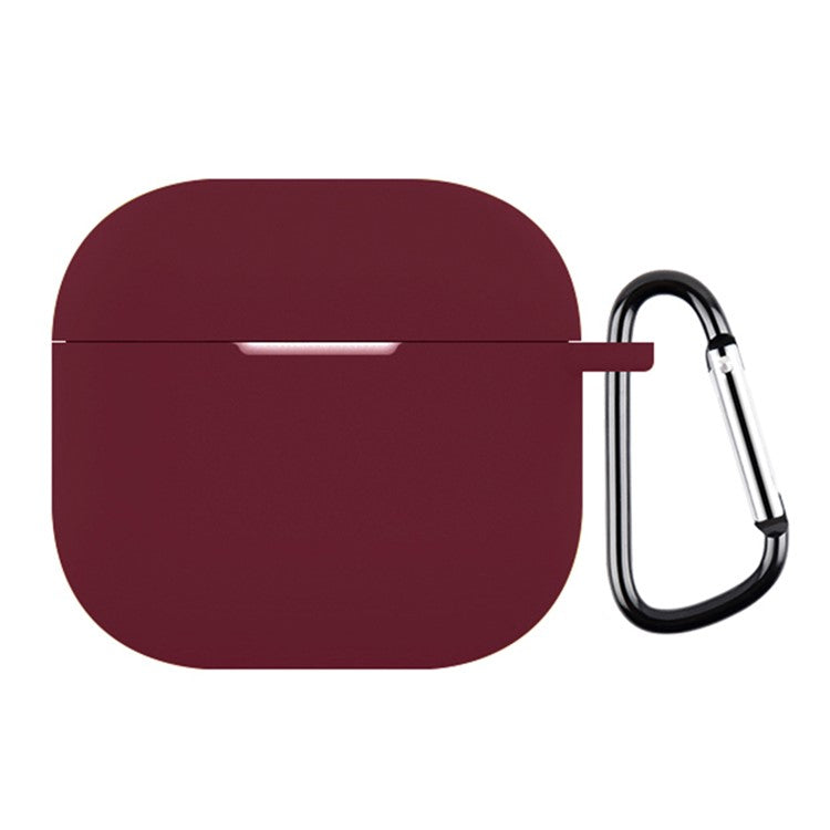 For AirPods 4 Silicone Case Soft Wireless Earbud Organizer Cover Thickness 2.5mm with Carabiner - Wine Red