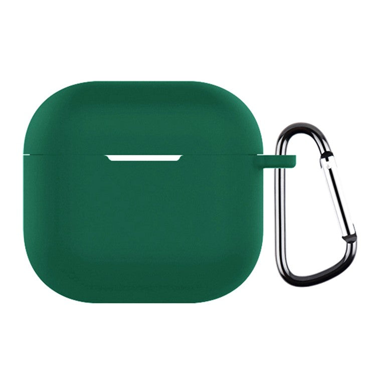 For AirPods 4 Silicone Case Soft Wireless Earbud Organizer Cover Thickness 2.5mm with Carabiner - Green