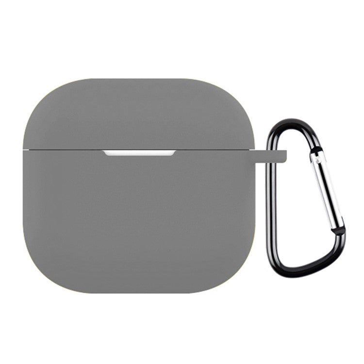 For AirPods 4 Silicone Case Soft Wireless Earbud Organizer Cover Thickness 2.5mm with Carabiner - Dark Grey