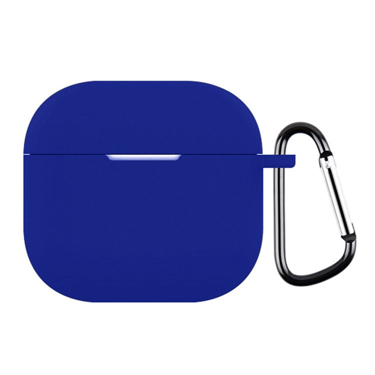 For AirPods 4 Silicone Case Soft Wireless Earbud Organizer Cover Thickness 2.5mm with Carabiner - Blue