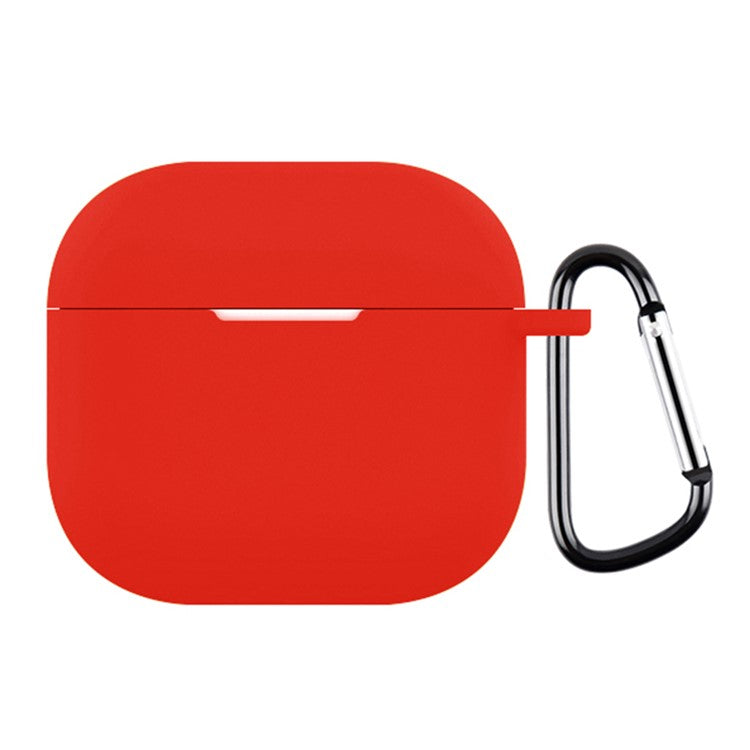 For AirPods 4 Silicone Case Soft Wireless Earbud Organizer Cover Thickness 2.5mm with Carabiner - Red