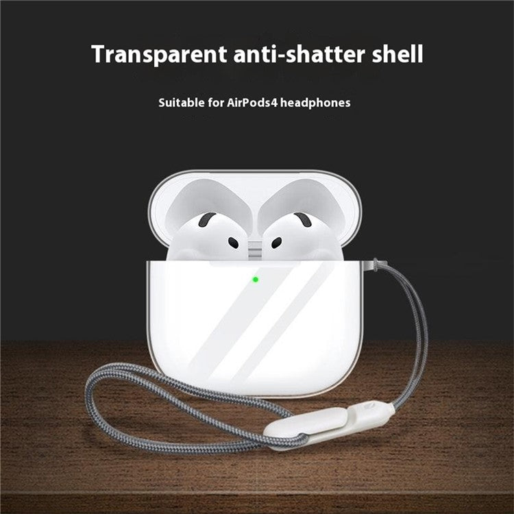 For AirPods 4 Case Bluetooth Earphone Silicone Case Clear Earbud Protective Cover with Lanyard