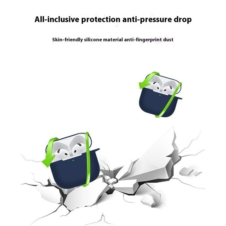 For AirPods 4 Case Bluetooth Earphone Silicone Case Earbud Protective Cover with Lanyard - White