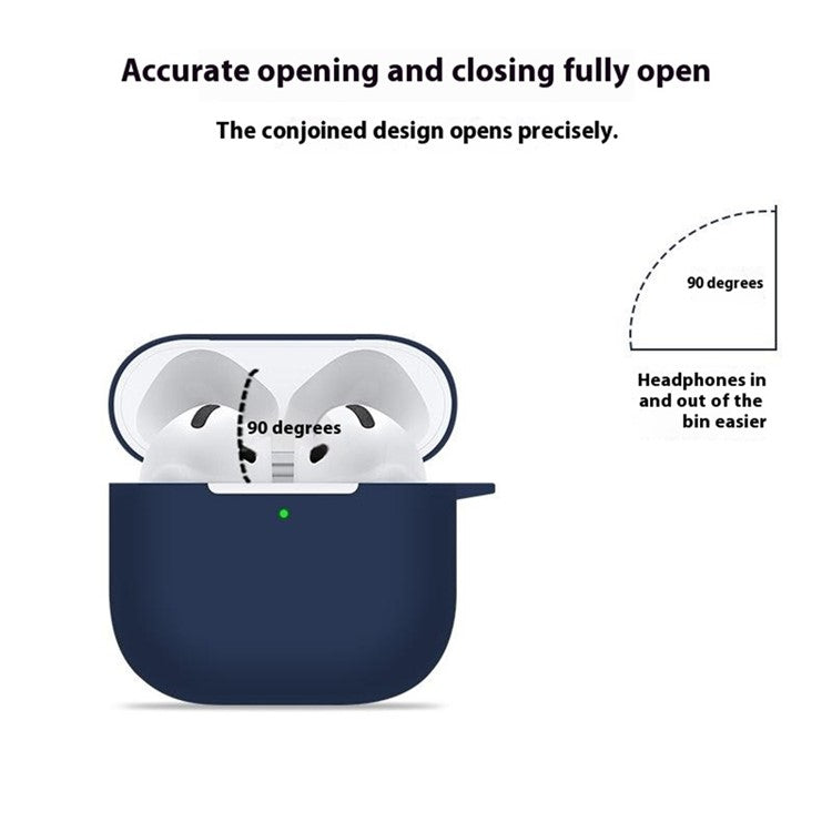 For AirPods 4 Case Bluetooth Earphone Silicone Case Earbud Protective Cover with Lanyard - Blue