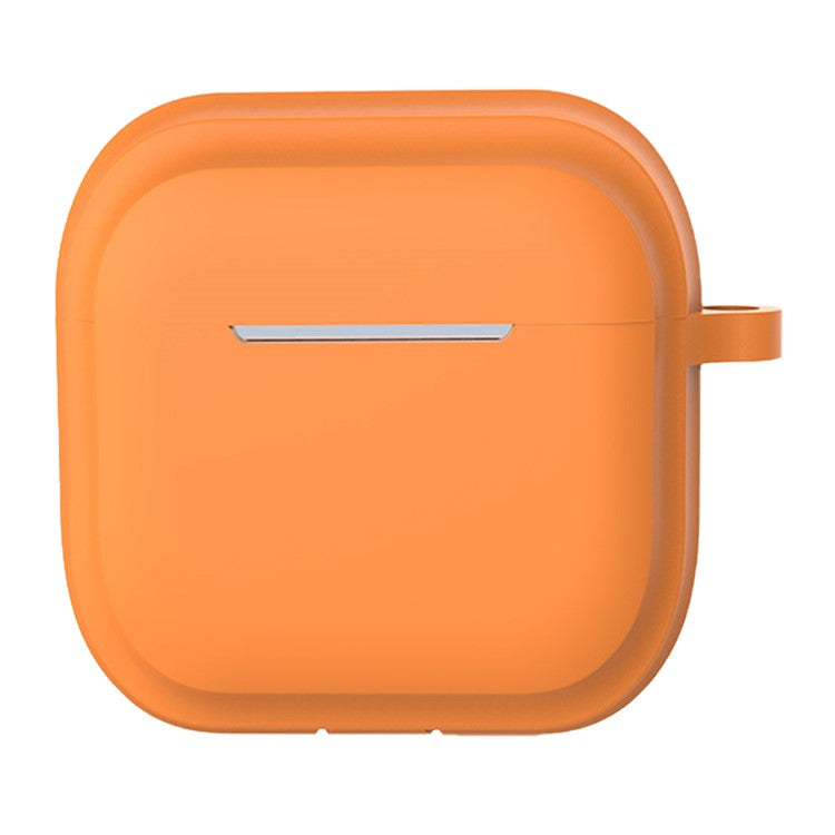 For AirPods 4 Case Bluetooth Earphone Silicone Case Earbud Protective Cover with Carabiner - Orange