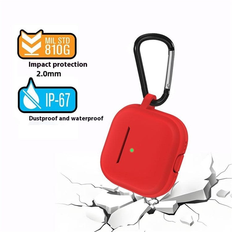 For AirPods 4 Case Bluetooth Earphone Silicone Case Earbud Protective Cover with Carabiner - Orange