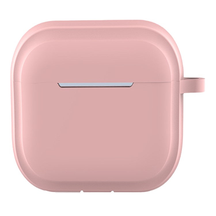 For AirPods 4 Case Bluetooth Earphone Silicone Case Earbud Protective Cover with Carabiner - Pink