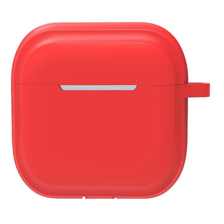 For AirPods 4 Case Bluetooth Earphone Silicone Case Earbud Protective Cover with Carabiner - Red