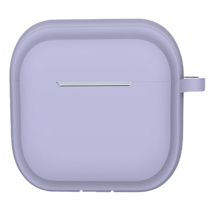 For AirPods 4 Case Bluetooth Earphone Silicone Case Earbud Protective Cover with Carabiner - Purple