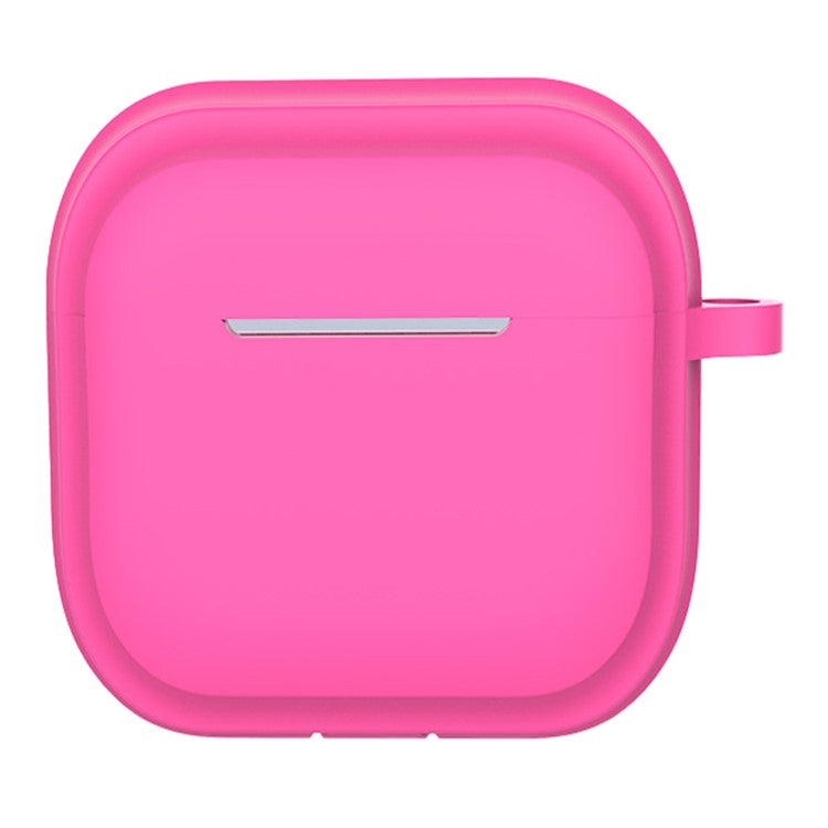 For AirPods 4 Case Bluetooth Earphone Silicone Case Earbud Protective Cover with Carabiner - Rose