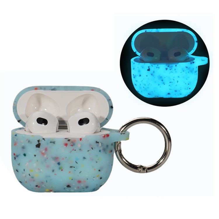 For AirPods 4 Case Bluetooth Earphone Degradable TPU Case Luminous Earbud Protective Cover with Buckle - Blue