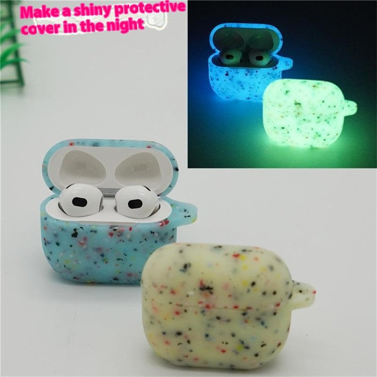 For AirPods 4 Case Bluetooth Earphone Degradable TPU Case Luminous Earbud Protective Cover with Buckle - Blue