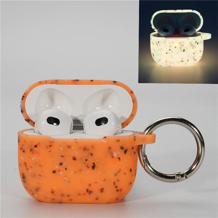 For AirPods 4 Case Bluetooth Earphone Degradable TPU Case Luminous Earbud Protective Cover with Buckle - Orange