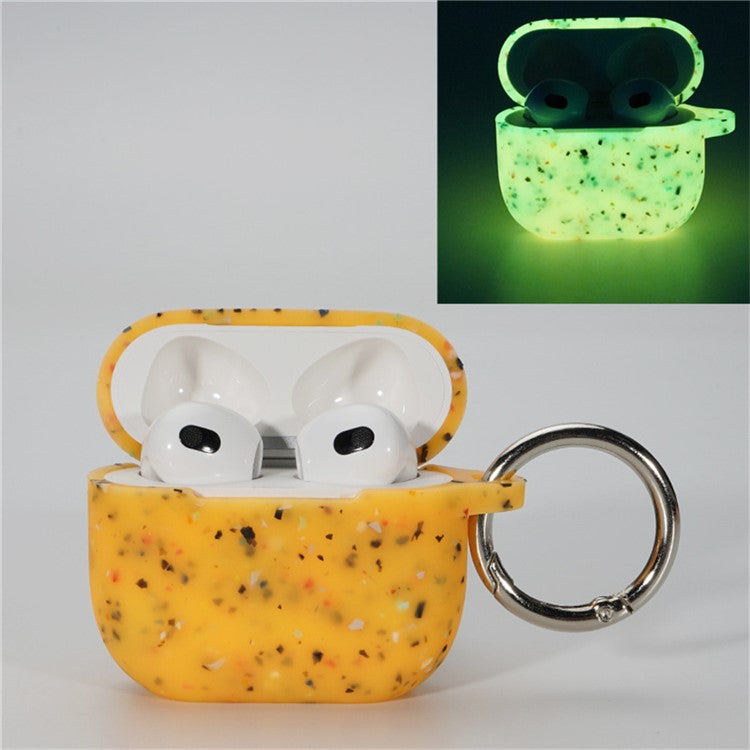 For AirPods 4 Case Bluetooth Earphone Degradable TPU Case Luminous Earbud Protective Cover with Buckle - Yellow