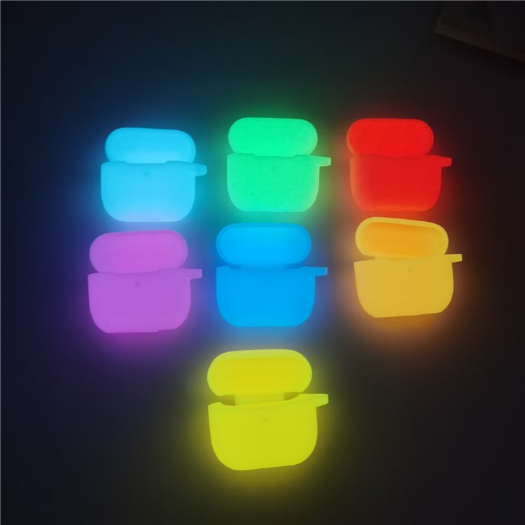 For Apple AirPods 4 Silicone Case Luminous Bluetooth Earphone Protective Cover with Lanyard - Luminous White