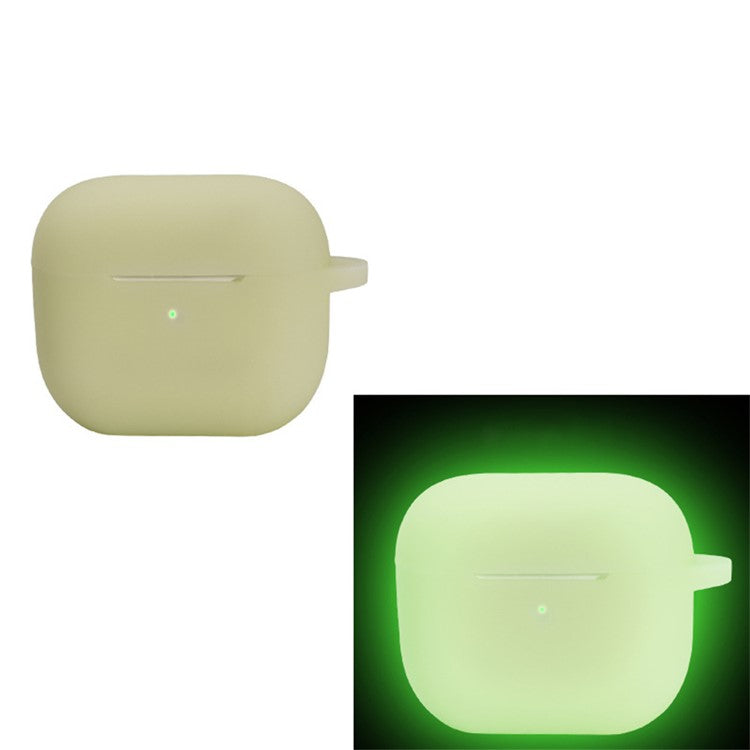 For Apple AirPods 4 Silicone Case Luminous Bluetooth Earphone Protective Cover with Lanyard - Luminous Green