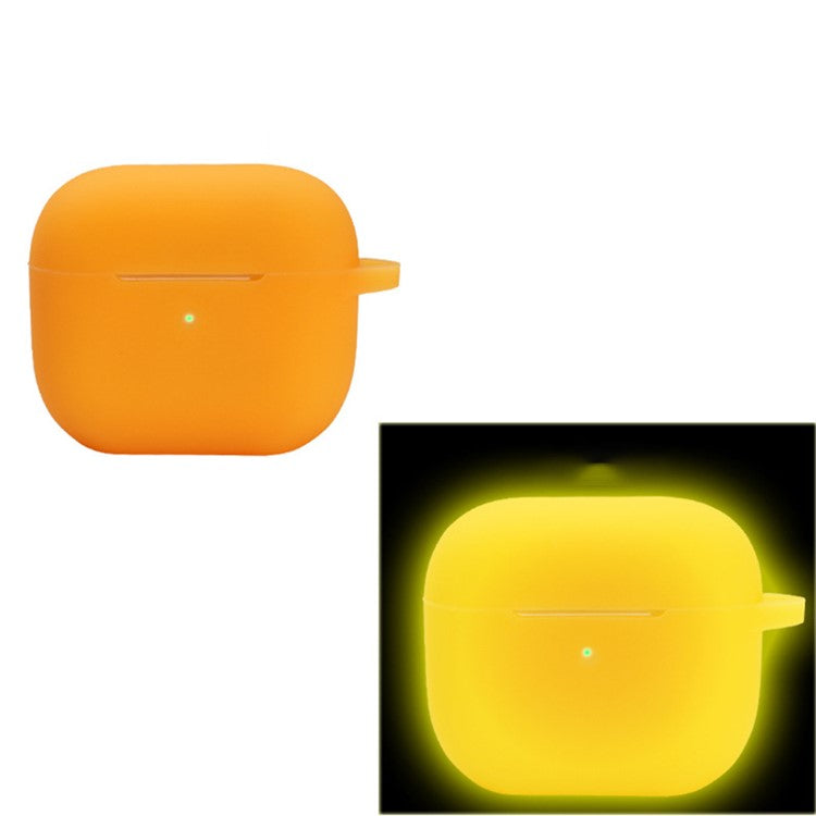 For Apple AirPods 4 Silicone Case Luminous Bluetooth Earphone Protective Cover with Lanyard - Luminous Yellow