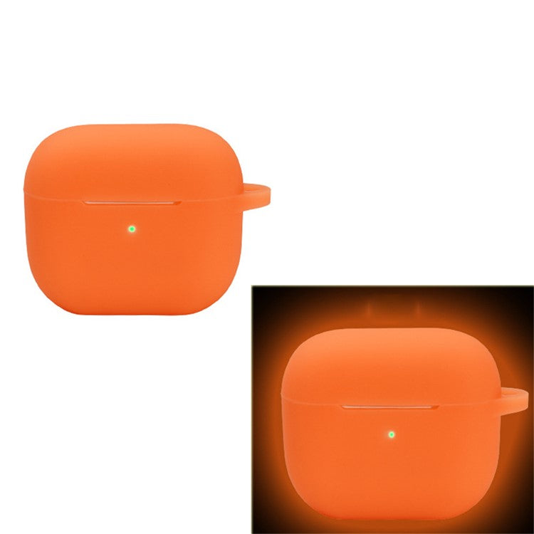 For Apple AirPods 4 Silicone Case Luminous Bluetooth Earphone Protective Cover with Lanyard - Luminous Orange