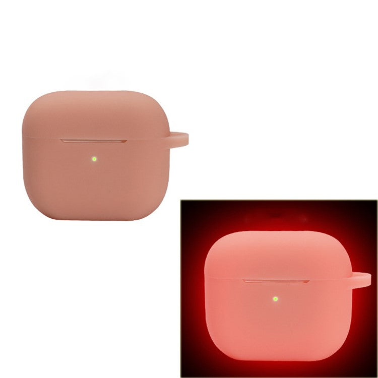 For Apple AirPods 4 Silicone Case Luminous Bluetooth Earphone Protective Cover with Lanyard - Luminous Red