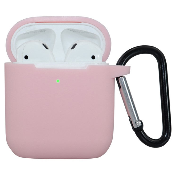 For Apple AirPods 4 Silicone Case Bluetooth Earphones Protective Sleeve with Hook - Pink