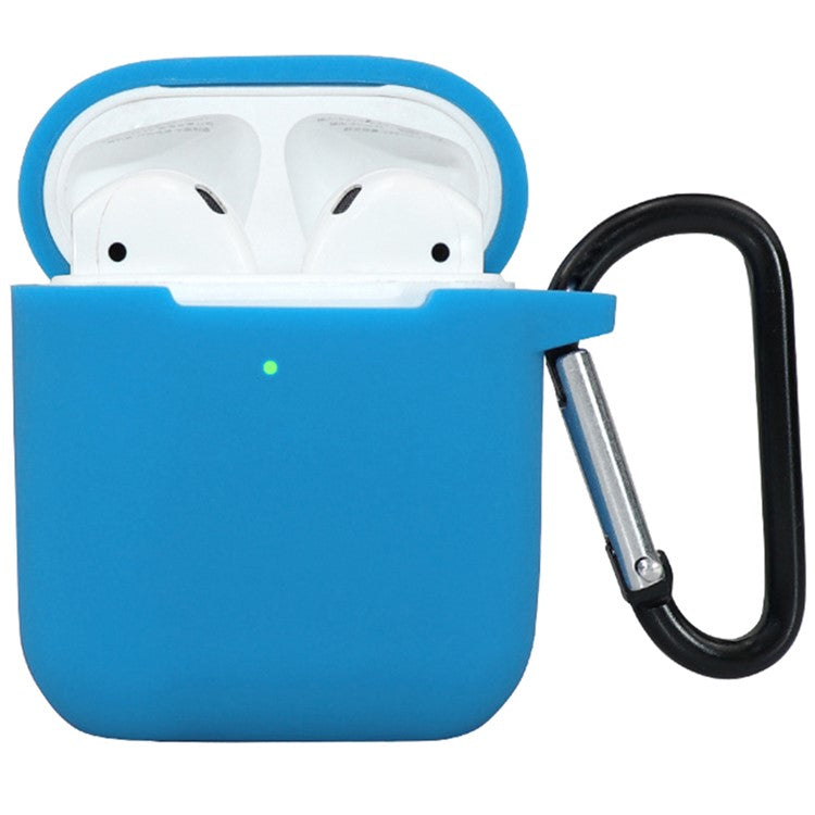 For Apple AirPods 4 Silicone Case Bluetooth Earphones Protective Sleeve with Hook - Sky Blue