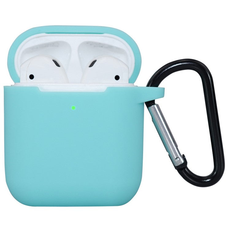 For Apple AirPods 4 Silicone Case Bluetooth Earphones Protective Sleeve with Hook - Mint Green