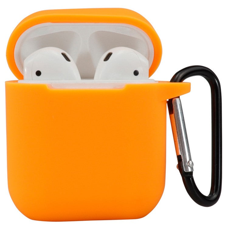 For Apple AirPods 4 Silicone Case Bluetooth Earphones Protective Sleeve with Hook - Orange