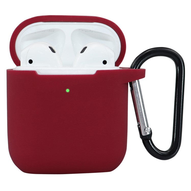 For Apple AirPods 4 Silicone Case Bluetooth Earphones Protective Sleeve with Hook - Wine Red