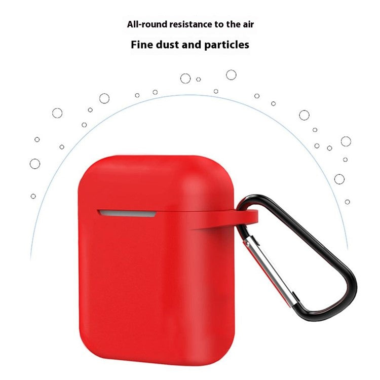 For Apple AirPods 4 Silicone Case Bluetooth Earphones Protective Sleeve with Hook - Wine Red