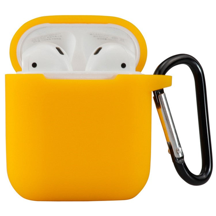 For Apple AirPods 4 Silicone Case Bluetooth Earphones Protective Sleeve with Hook - Dark Yellow